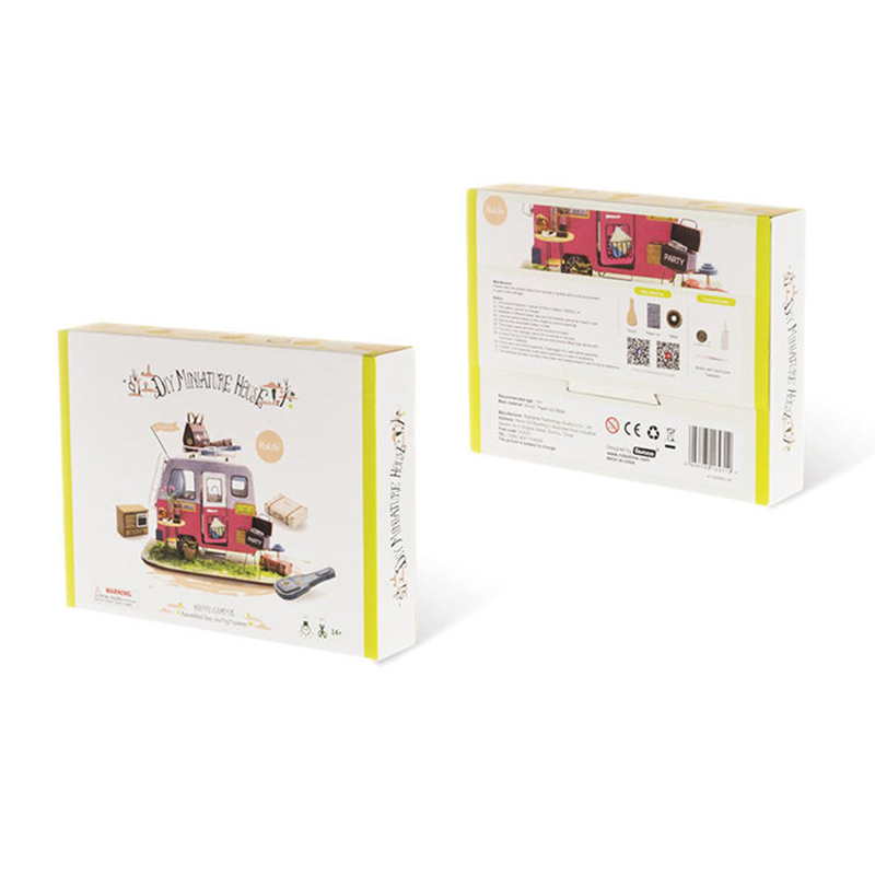 Juguetes de rompecabezas de madera 3D Rolife de Robotime DGM04 Happy Camper Casa de muñecas en miniatura para bricolaje