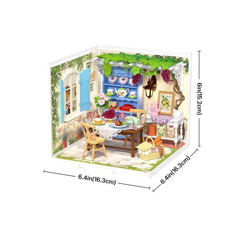 Robotime Rolife DW023 DW024 DW025 DIY Miniature House Kit Model Building Craft Kit with LED for Adults Kids Holiday Tea Time and Farmhouse Kitchen