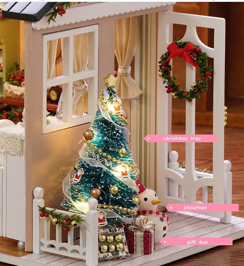 CUTEBEE Doll House Miniature DIY Dollhouse With Furnitures Wooden House Toys For Children Holiday Times Z009