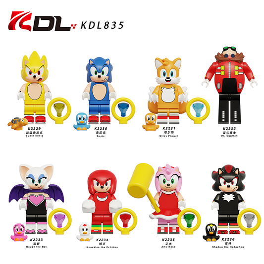 KDL835 New Carton Anime Sonic Series Character Dr.Eggman Miles Prower Shadow Mini Action Figs Building Block Assembly Kids Toys