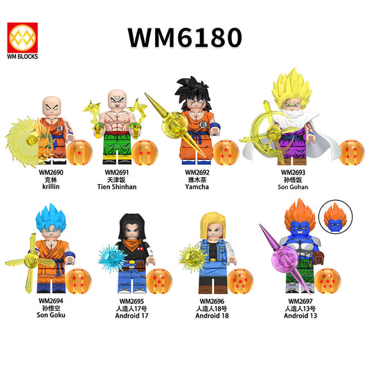 WM6180 Assembling LEGO Toy Animation Dragon Balls Kling Sun Wuyan Human Child Building Block Bag Doll Anime Action Figure