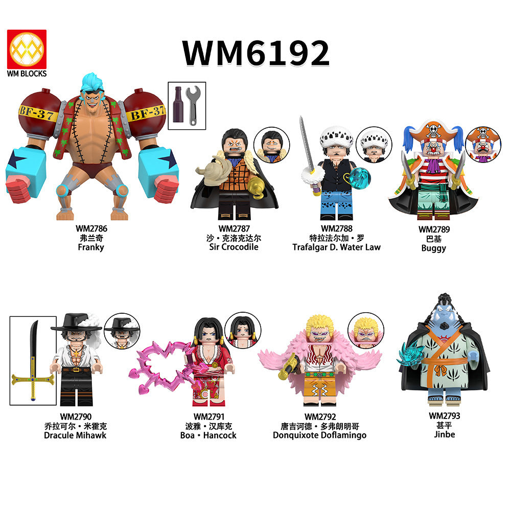 WM6192 Anime 1 PIECE Monkey Luffy Roronoa Zoro Nami Sanji Tony Chopper Nico Robin Franky Building Blocks Toy for Kids