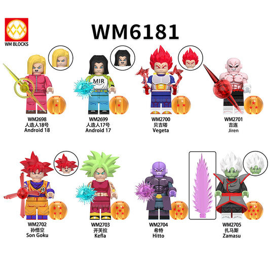 WM6181 Japanese Anime Dbz Son Goku Dragon Vegeta Vegetto Zamasu Broli Ball Building Block Figure Collect Plastic Diy Toy Bricks