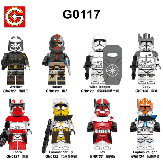 G0117 SW Space War Wrecker Hunter Wilco Trooper Cody Commander Movie Series Building Block ABS Plastic Figures Toys