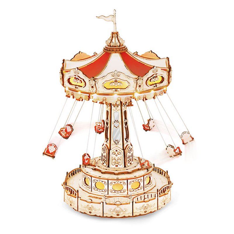 Kit de ensamblaje de juguetes de madera de fábrica Robotime Rokr EA02, rompecabezas de madera 3D para paseo en columpio para envío directo