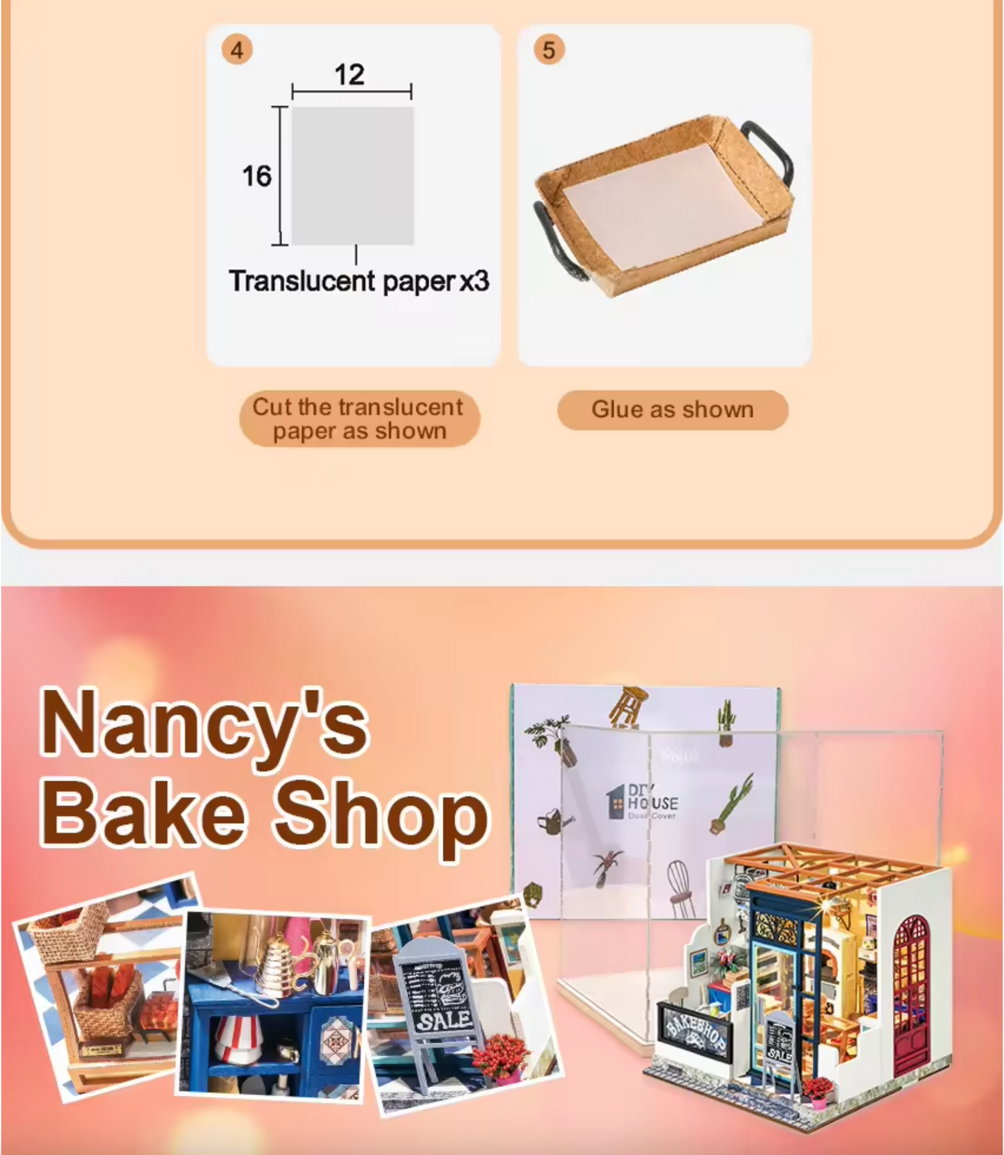 Robotime Rolife Contacto Obtenga un 25% de descuento en el kit de rompecabezas de madera 3D DG143 Kit de modelo Nancy's Bake Casa de muñecas en miniatura para bricolaje 