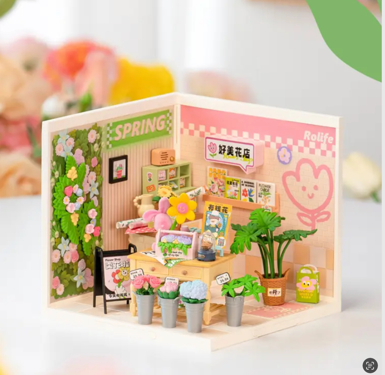 DW017 Rolife Fresh Flower Shop Bloques Modelo Construcción Juguetes Plástico DIY Miniatura Casa Kit