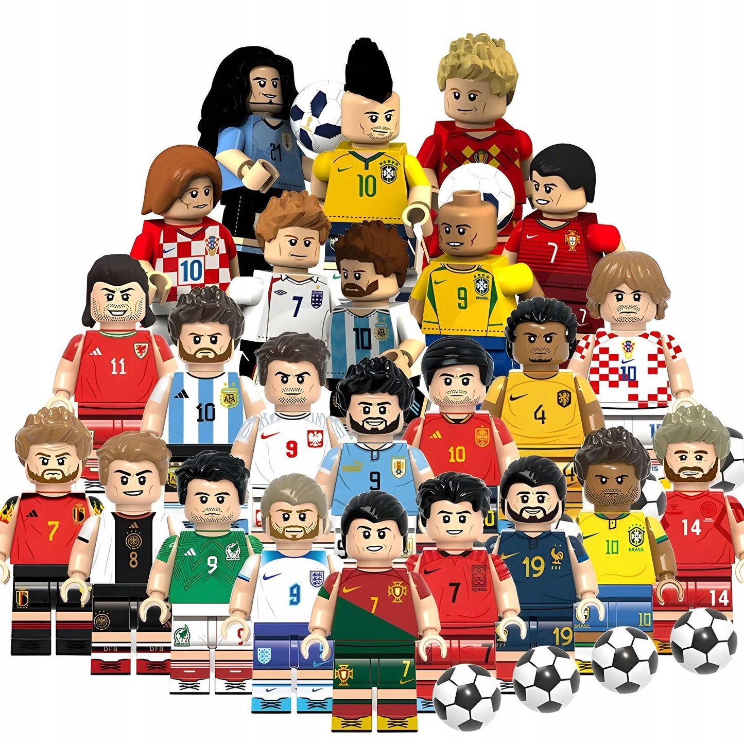 G0112 World Famous Football Players Messi Maradona Virgil Series Collection DIY Building Block Action Mini Soccer Player Figures