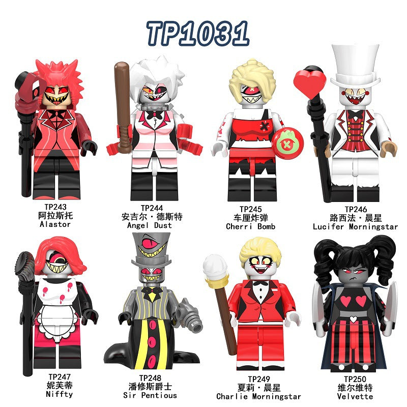 TP1031 Hazbin Hotel Popular America Carton Anime Series Alastor Niffty Cherri Bomb Mini Assembly Figures Toys Building Block Kid