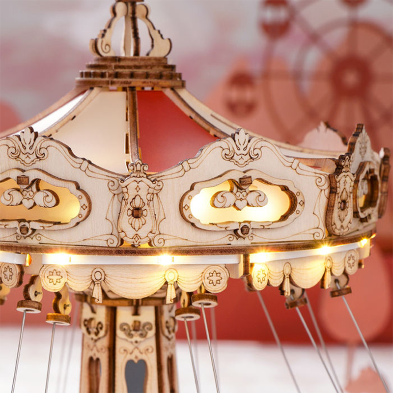 Kit de ensamblaje de juguetes de madera de fábrica Robotime Rokr EA02, rompecabezas de madera 3D para paseo en columpio para envío directo