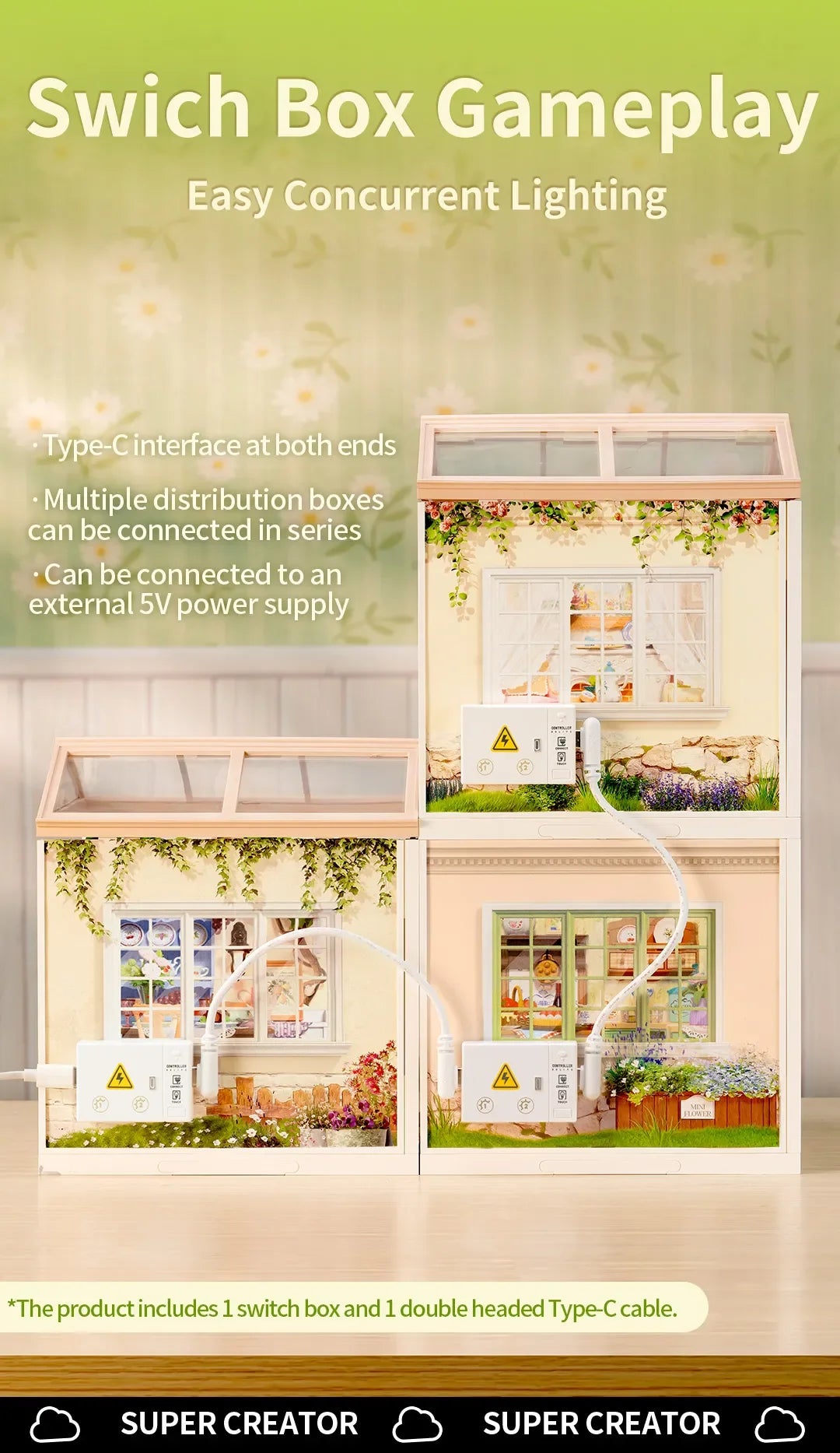 Robotime Rolife DW023 DW024 DW025 DIY Miniature House Kit Model Building Craft Kit with LED for Adults Kids Holiday Tea Time and Farmhouse Kitchen