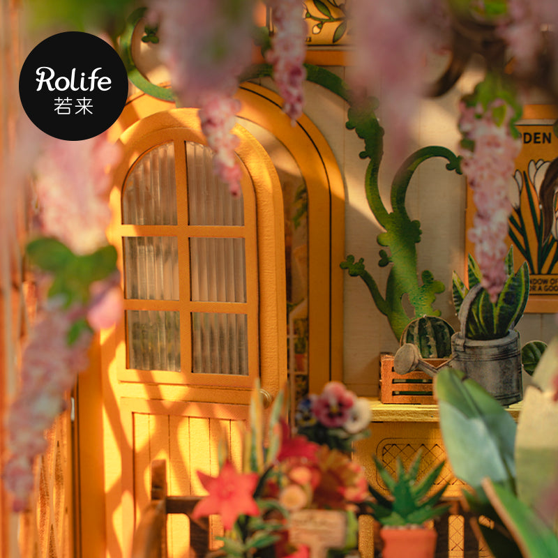 Juguetes para ensamblar Robotime Rolife TGB06 Sujetalibros para casa de jardín Rompecabezas de madera en 3D Casa en miniatura para hacer uno mismo Rincones para libros