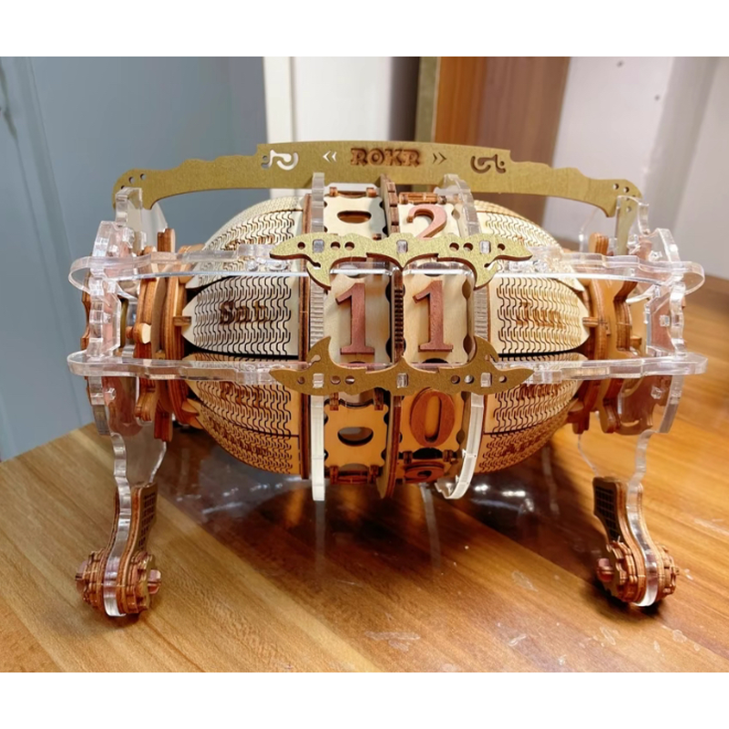 Robotime Rokr Artisanat en bois fait main Décoration d'intérieur LC801 Calendrier du moteur du temps Puzzles en bois 3D