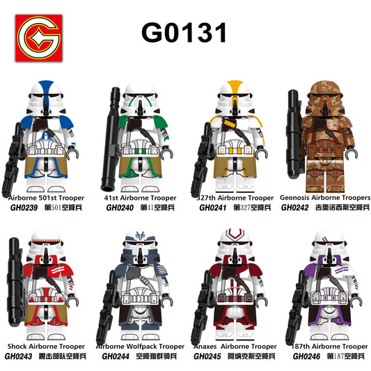 G0131 Space Wars Storm Clone Trooper Airborne 501st 41st 327th Trooper Shock Airborne Trooper Custom Building Blocks Figures Toy