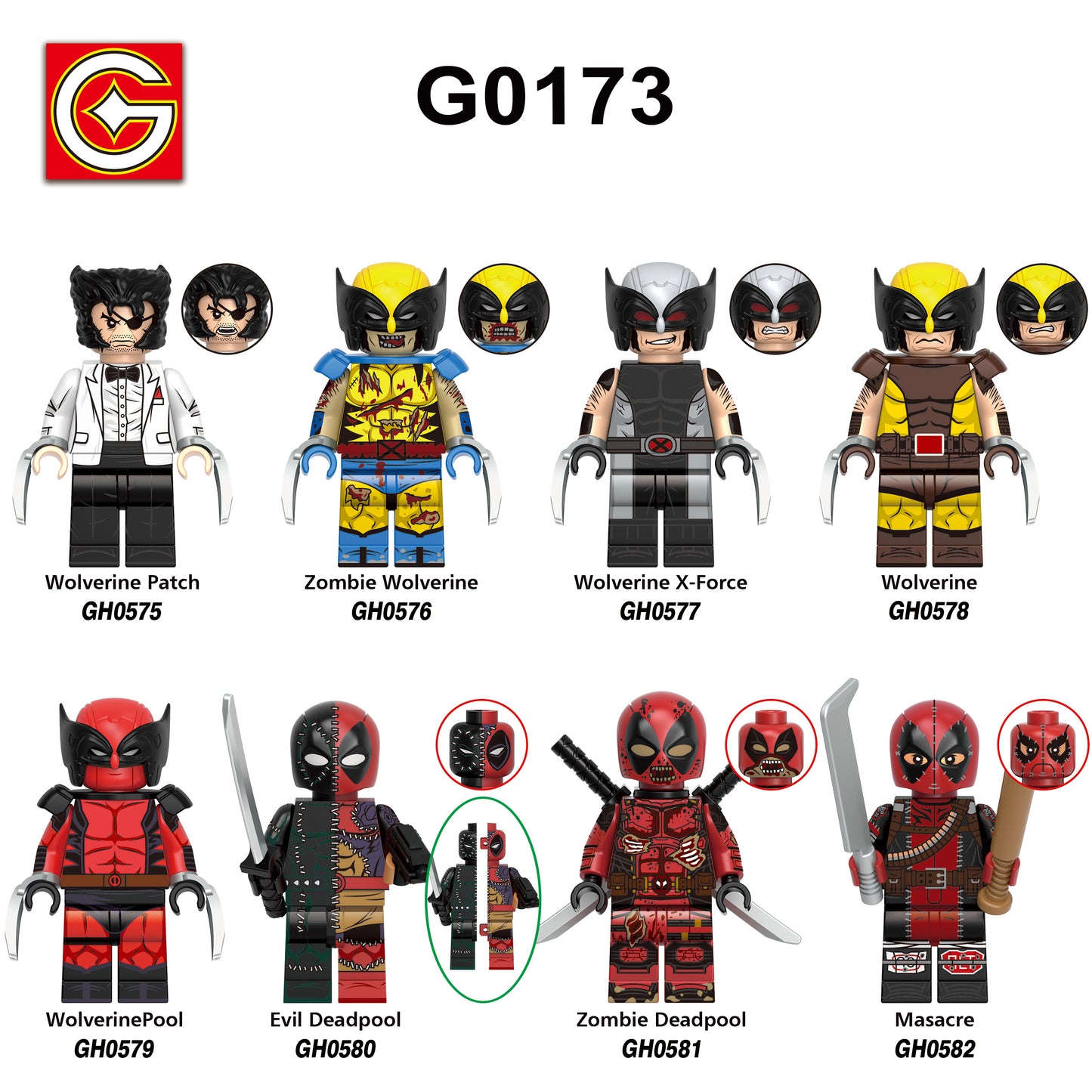 G0173 Super Heroes Movie Series Zombie X-Force Masacre LEGO Mini Action Figures ABS Plastic Build Block Educational Collection Toys