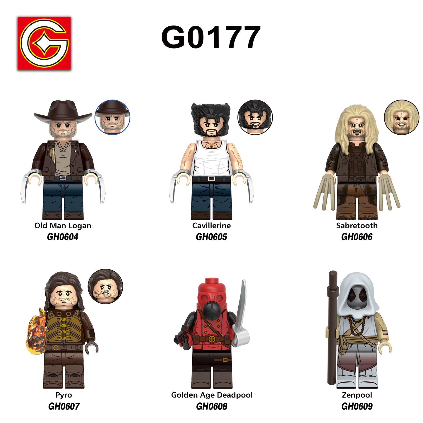 G0177 LEGO Super Heroes Movie Character Old Man Logan Cavillerine Pyro Mini Toys Building Block Figures For Kids Gifts