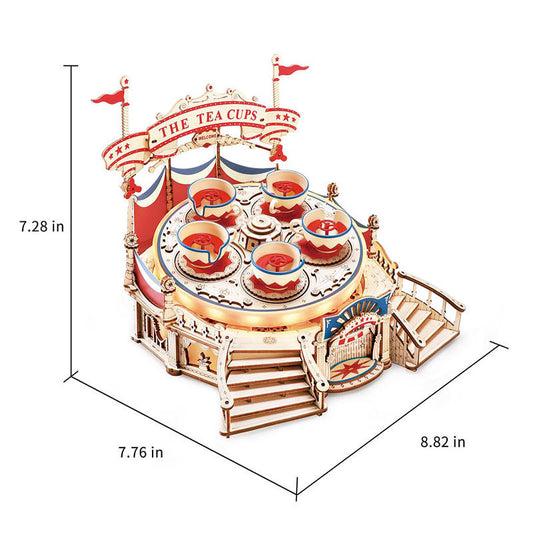 Robotime Rokr DIY Assemble Toys Music Box EA04 Tilt-A-Whirl Kits de modelos Rompecabezas 3D de madera para adultos