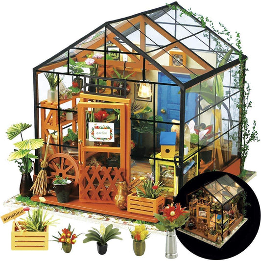 Jouets assemblés DG104 Kathy's Green House Puzzles en bois 3D Kit de maison miniature à monter soi-même