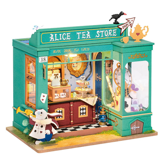 Robotime Rolife DG156 Alice's Tea Store Maison de poupée miniature à faire soi-même Puzzles en bois 3D pour adultes