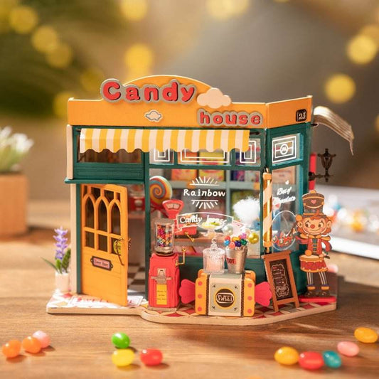 Kit de puzzle fait main DG158 Rainbow Candy House 3D Diy Miniature en bois Dollhouse