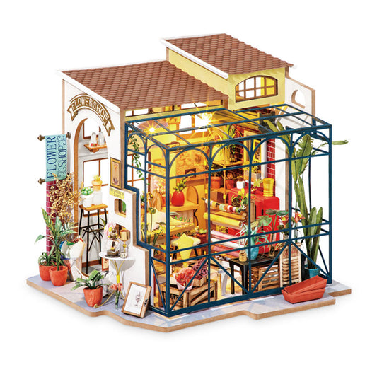 Puzzle 3D en bois Robotime Rolife DG145 Kit de modèle de magasin de fleurs d'Emily Maison de poupée miniature à monter soi-même 