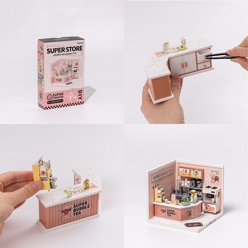 DW006 Robotime Rolife Venta al por mayor Rompecabezas de plástico DIY Regalos novedosos Kit de casa de muñecas en miniatura para niñas