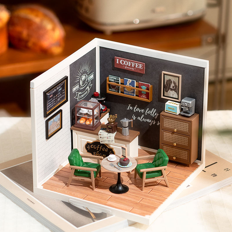 DW001 Robotime Rolife Blocks Model Building Toys Daily Inspiration Cafe Kit de casa en miniatura de plástico para hacer tú mismo