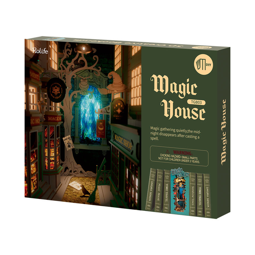 Robotime Rolife Jouets en gros Puzzles en bois 3D TGB03 Magic House Book Nook Kit de maison miniature à monter soi-même