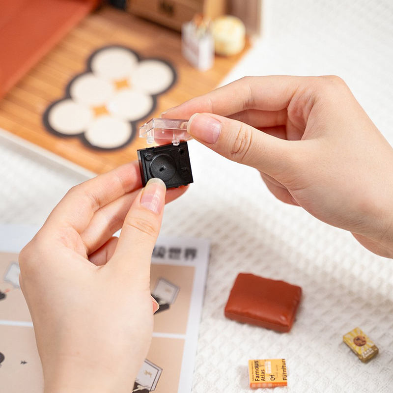 DW007 Cozy Living Lounge Robotime Rolife - Juego de construcción de rompecabezas de plástico en 3D para casa en miniatura 