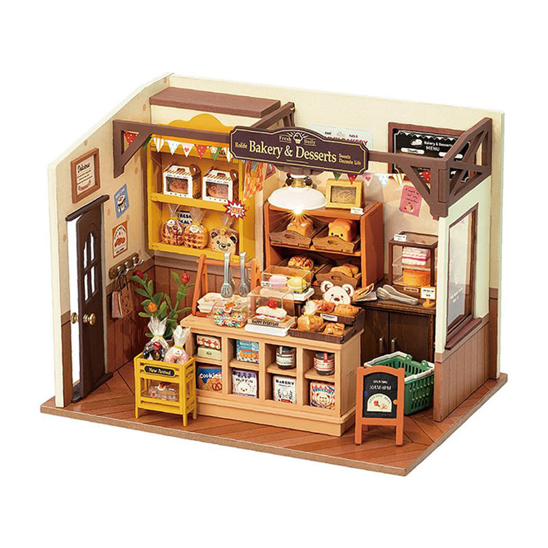 Robotime Rolife Becka's Baking House Maison miniature à monter soi-même pour enfants Jouets d'assemblage en bois 3D Connexion facile Décoration de la maison