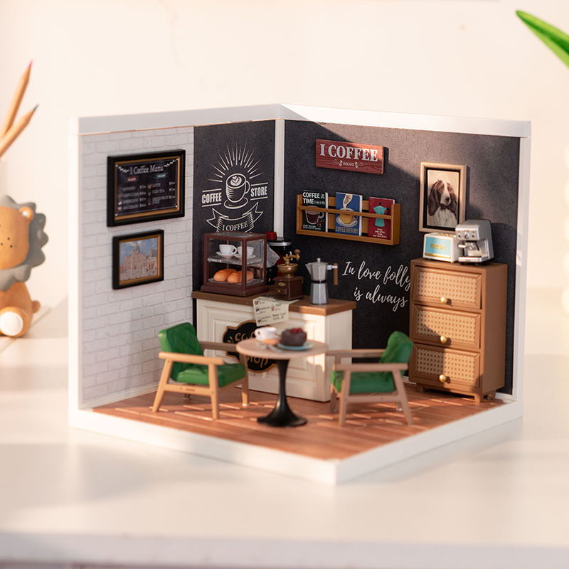 DW001 Robotime Rolife Blocks Model Building Toys Daily Inspiration Cafe Kit de casa en miniatura de plástico para hacer tú mismo