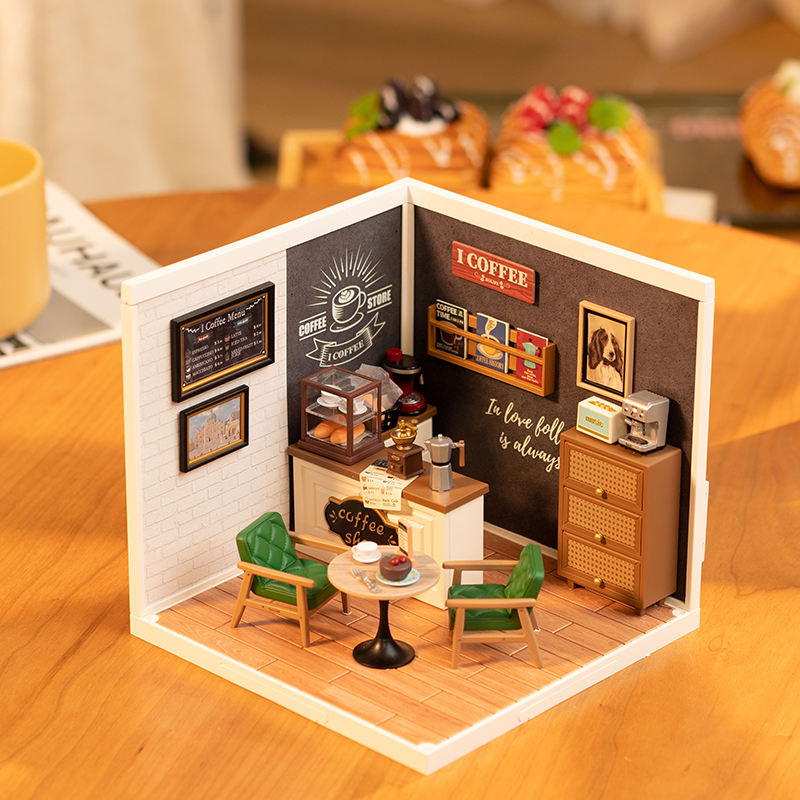 DW001 Robotime Rolife Blocks Model Building Toys Daily Inspiration Cafe Kit de casa en miniatura de plástico para hacer tú mismo