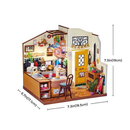 Kit de puzzle fait main Robotime Rolife DG159 Cozy Kitchen 3D Diy Miniature en bois pour poupée 