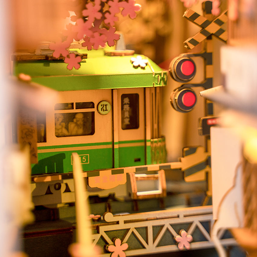 Robotime Rolife 3D Maison Miniature en Bois DIY Book Nook TGB01 Sakura Densya Assembler Jouets Serre-livres pour Dropshipping