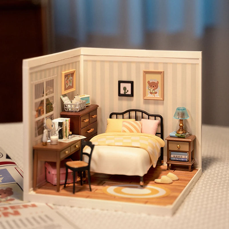 DW009 Sweet Dream Bedroom Robotime Rolife Kit de modelo de juguete 3D Rompecabezas de plástico Casa en miniatura DIY 