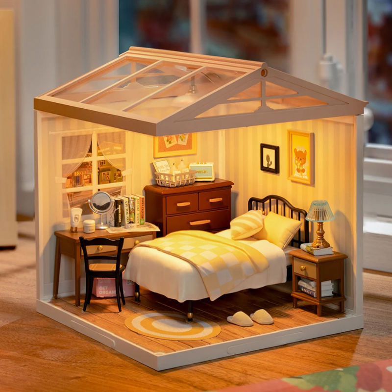 DW009 Sweet Dream Bedroom Robotime Rolife Kit de modelo de juguete 3D Rompecabezas de plástico Casa en miniatura DIY 