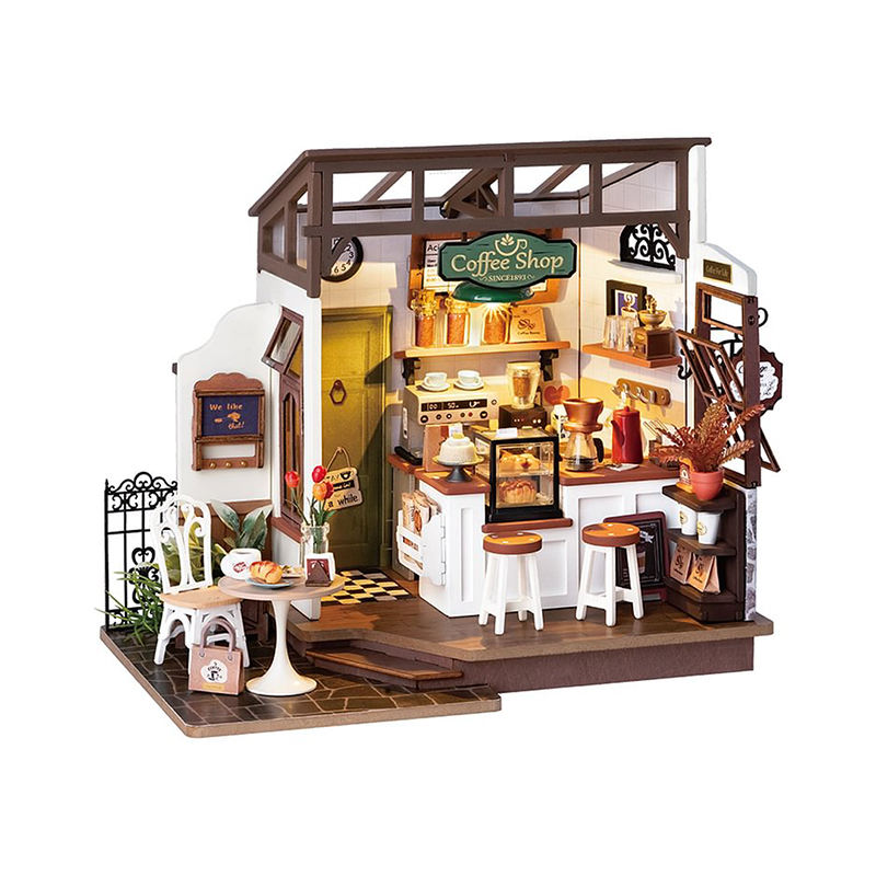 Robotime Rolife No.17 Café Kit de maison miniature pour enfants et adultes Maison de poupée 3D en bois à monter soi-même Jouets de construction Décoration de la maison