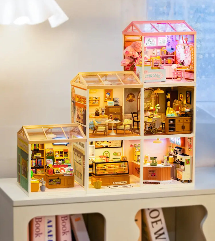 DWZ02 Casa de té Sakura Robotime Rolife Kit de casa en miniatura de plástico para hacer tú mismo Juego de construcción de casa de muñecas de plástico Juguete