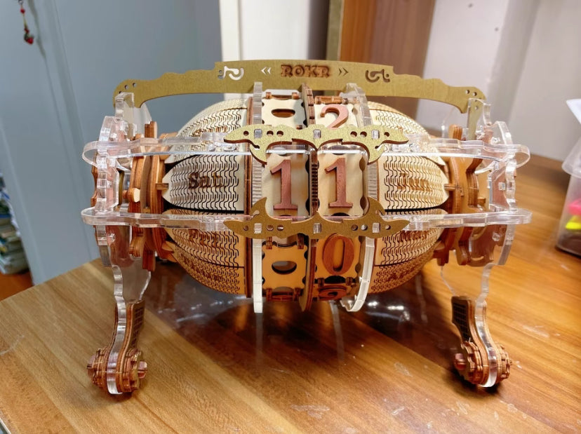 Robotime Rokr Artisanat en bois fait main Décoration d'intérieur LC801 Calendrier du moteur du temps Puzzles en bois 3D
