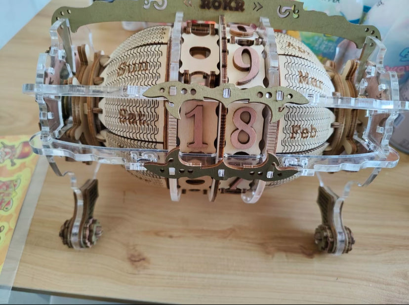Robotime Rokr Artisanat en bois fait main Décoration d'intérieur LC801 Calendrier du moteur du temps Puzzles en bois 3D