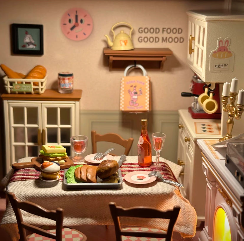 DW015 Comedor Robotime Rolife 3D Kit de construcción de rompecabezas de plástico Casa en miniatura DIY