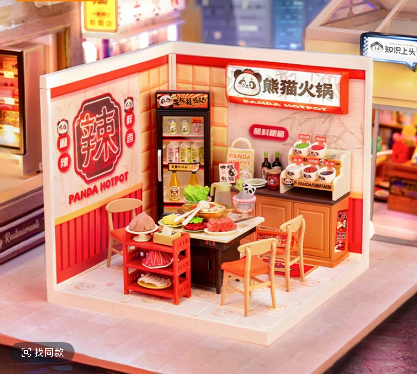 Robotime Rolife Super Creator  DW020 Hot Pot Store DIY Miniature House Kit Assembled Toys Gift set