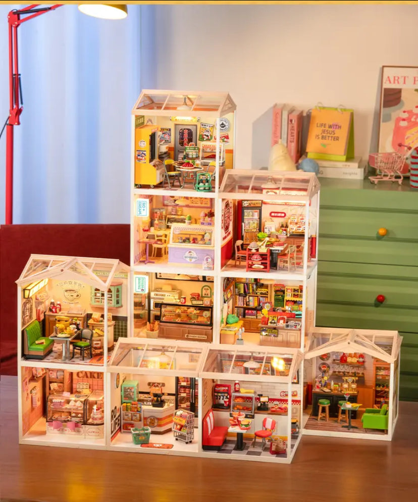 Rolife DW022 Hong Kong Bite DIY Modern Miniature House Themed Restaurant Assembly Model Kit For Model Enthusiasts Kids Adults
