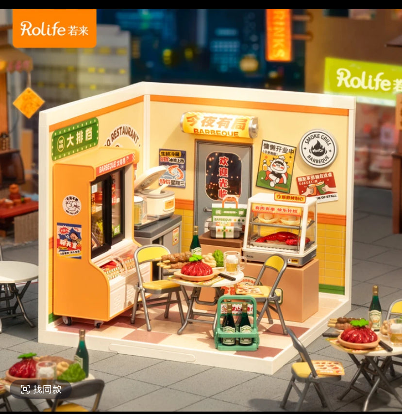 Rolife DW022 Hong Kong Bite DIY Modern Miniature House Themed Restaurant Assembly Model Kit For Model Enthusiasts Kids Adults