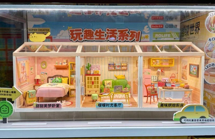 New arrival Rolife DWZ05 Fun Life Series Toys Assembled Plastic Building Block DIY Miniature House