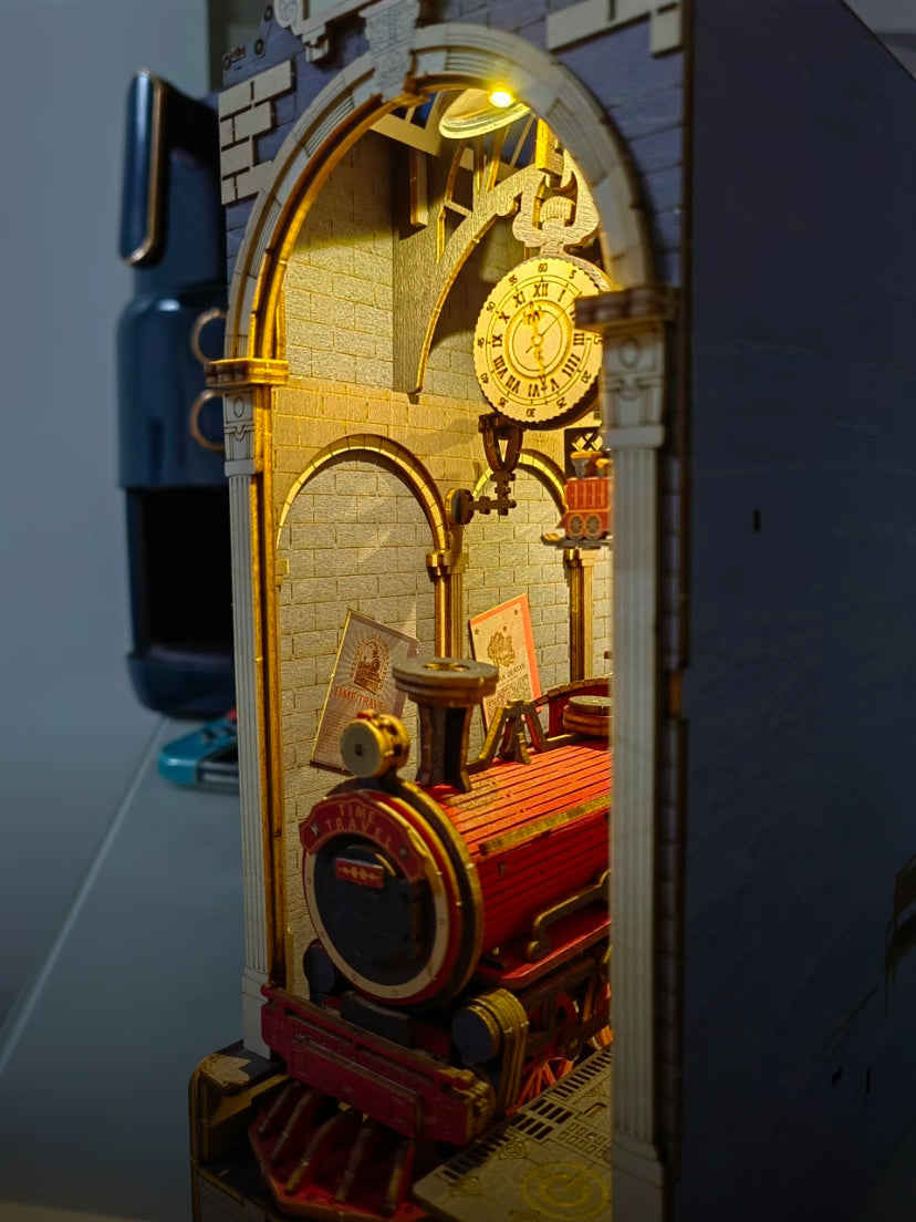 Serre-livres miniatures en bois Robotime Rolife DIY TGB04 Puzzle 3D en bois pour coin livre de voyage dans le temps