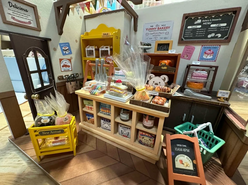 Robotime Rolife Becka's Baking House Maison miniature à monter soi-même pour enfants Jouets d'assemblage en bois 3D Connexion facile Décoration de la maison