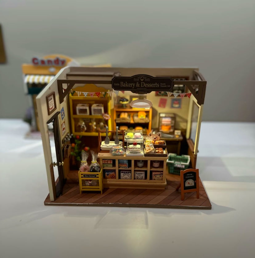 Robotime Rolife Becka's Baking House Maison miniature à monter soi-même pour enfants Jouets d'assemblage en bois 3D Connexion facile Décoration de la maison