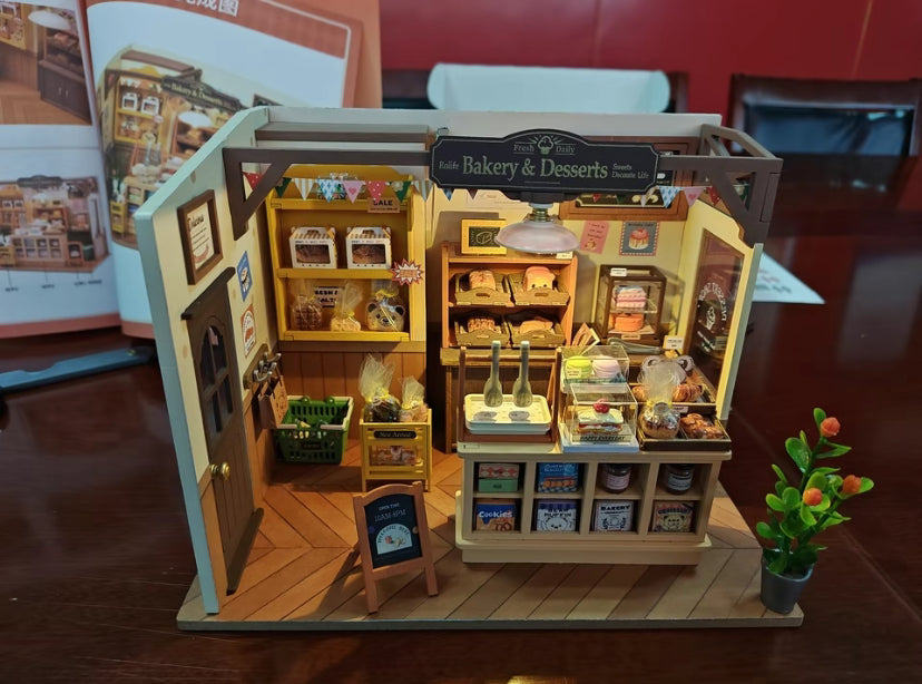 Robotime Rolife Becka's Baking House Maison miniature à monter soi-même pour enfants Jouets d'assemblage en bois 3D Connexion facile Décoration de la maison