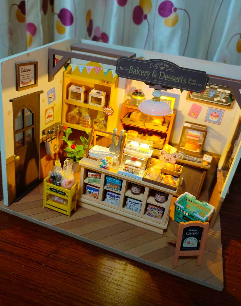 Robotime Rolife Becka's Baking House Maison miniature à monter soi-même pour enfants Jouets d'assemblage en bois 3D Connexion facile Décoration de la maison